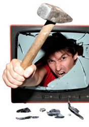 Man Smashing Out Of Television